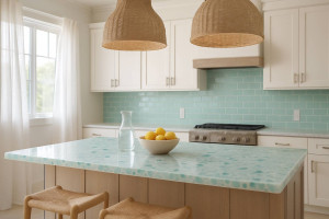 Thumbnail image for 'A Beach-Inspired Kitchen: How to Choose Beach Glass Countertops'