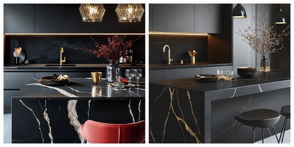 Black quartz with bright accents